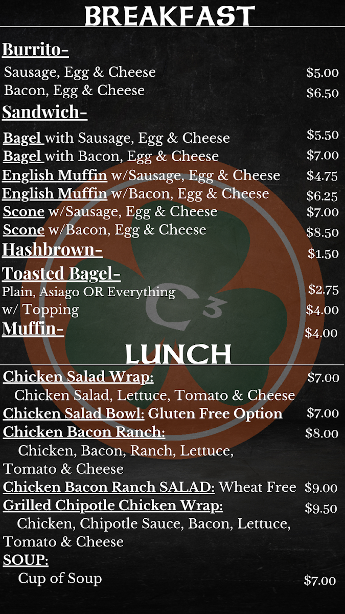 Menu Callaghan's Coffee Cafe-1